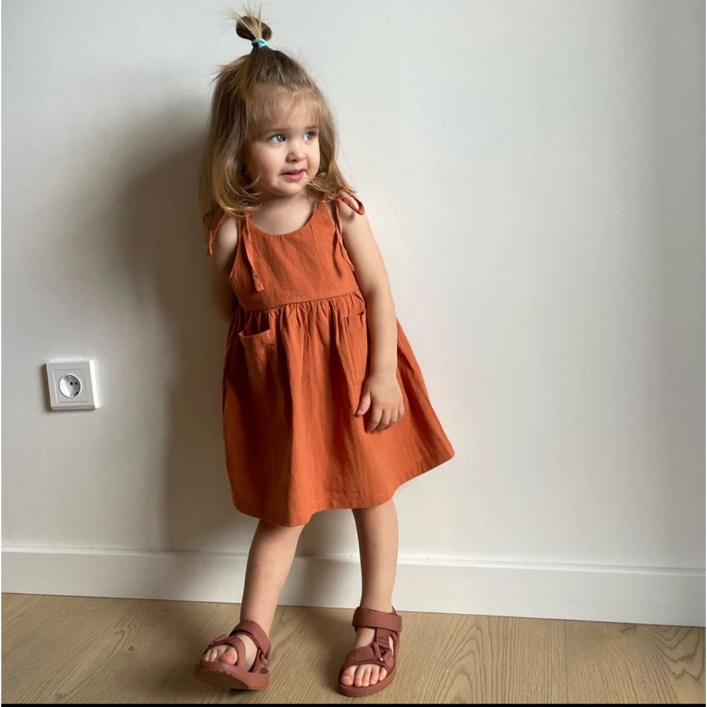 DRESS ANAK GWEN / DRESS TERUSAN ANAK SANDRA POCKET PEREMPUAN 1-3 THN