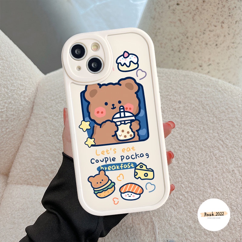 Casing Untuk Infinix Hot 10play 9play 11play Smart5 6 Hot 10s 10T 11s Hot 10 Lite Infinix Note8 Lucu Kartun Beruang Kelinci Susu Teh Kue Pasangan Shockporoof Lembut Tpu Cover