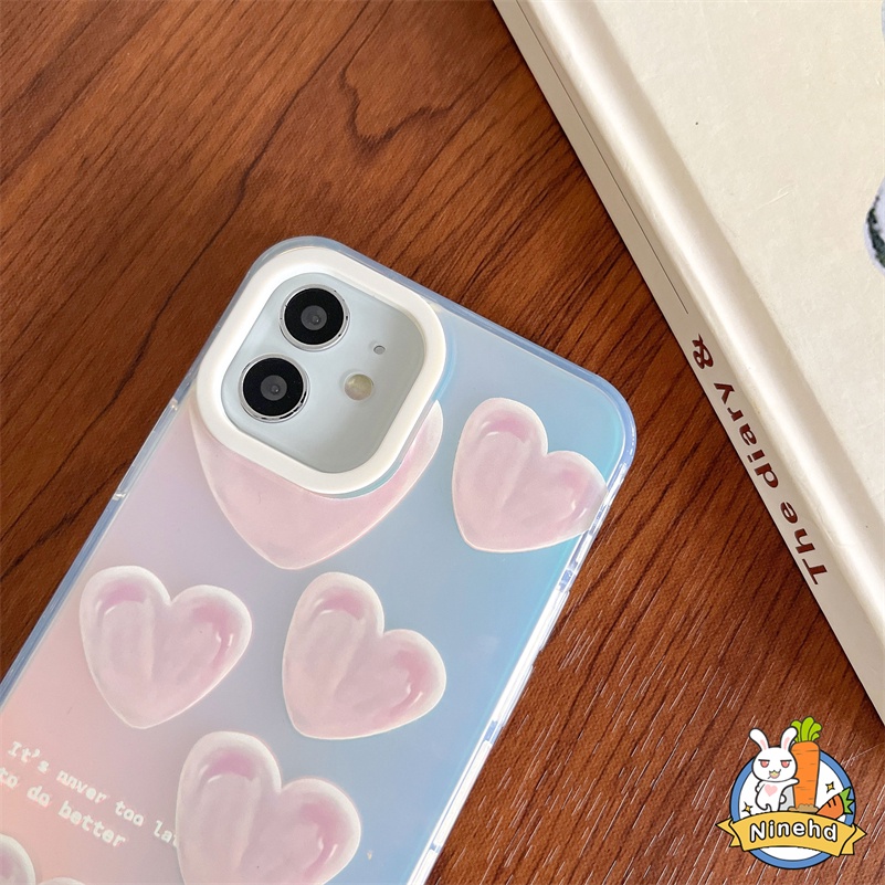 IPHONE Casing Kompatibel Untuk Iphone14 13 12 11 Pro Max X Xr Xs Max8 7 6 Plus SE 2020 Ins Dream Pearl Love Laser Phone Case Anti Jatuh Silikon Bening Dua Lapisan Casing Cover Pelindung