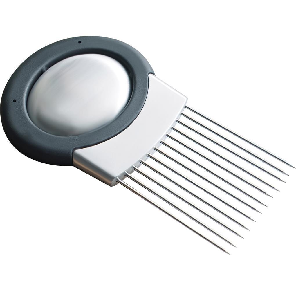 12jarum Stainless Steel Pemotong Bawang Holder Mudah Plugging Dapur Pemotong Gadget Non-slip Pemotongan Jarum Tahan Lama Pemotong Kentang Pengiris Serbaguna Pengupas Bawang Dengan Sabun