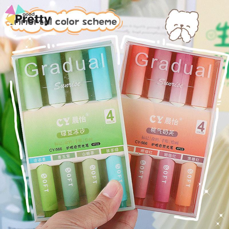 Morandi Eye Care Gradient Highlighter Student Highlight Marker Penanda Kepala Lembut Berkapasitas Besar - PD