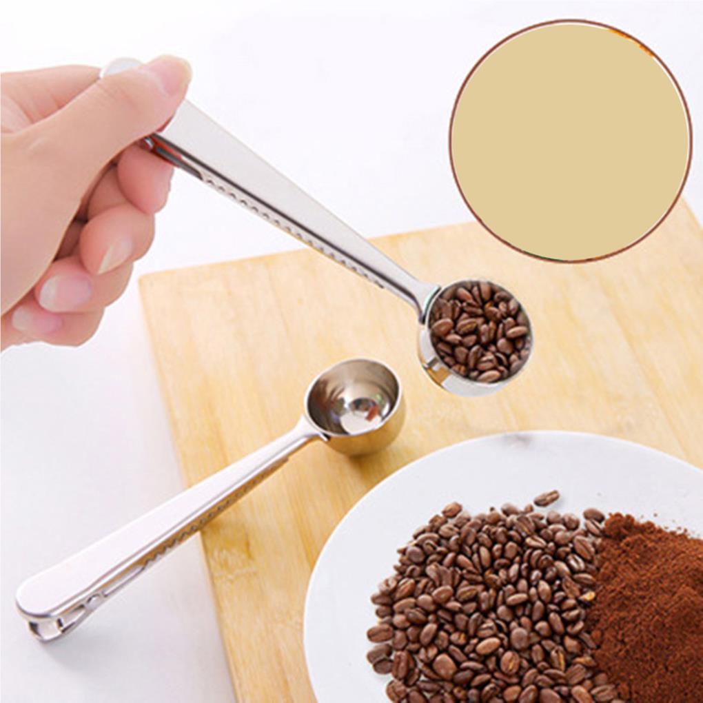 Sendok Kopi Multifungsi Stainless Steel Dapur Measuring Clip Scoop Supplies Spoon With Seal Coffee