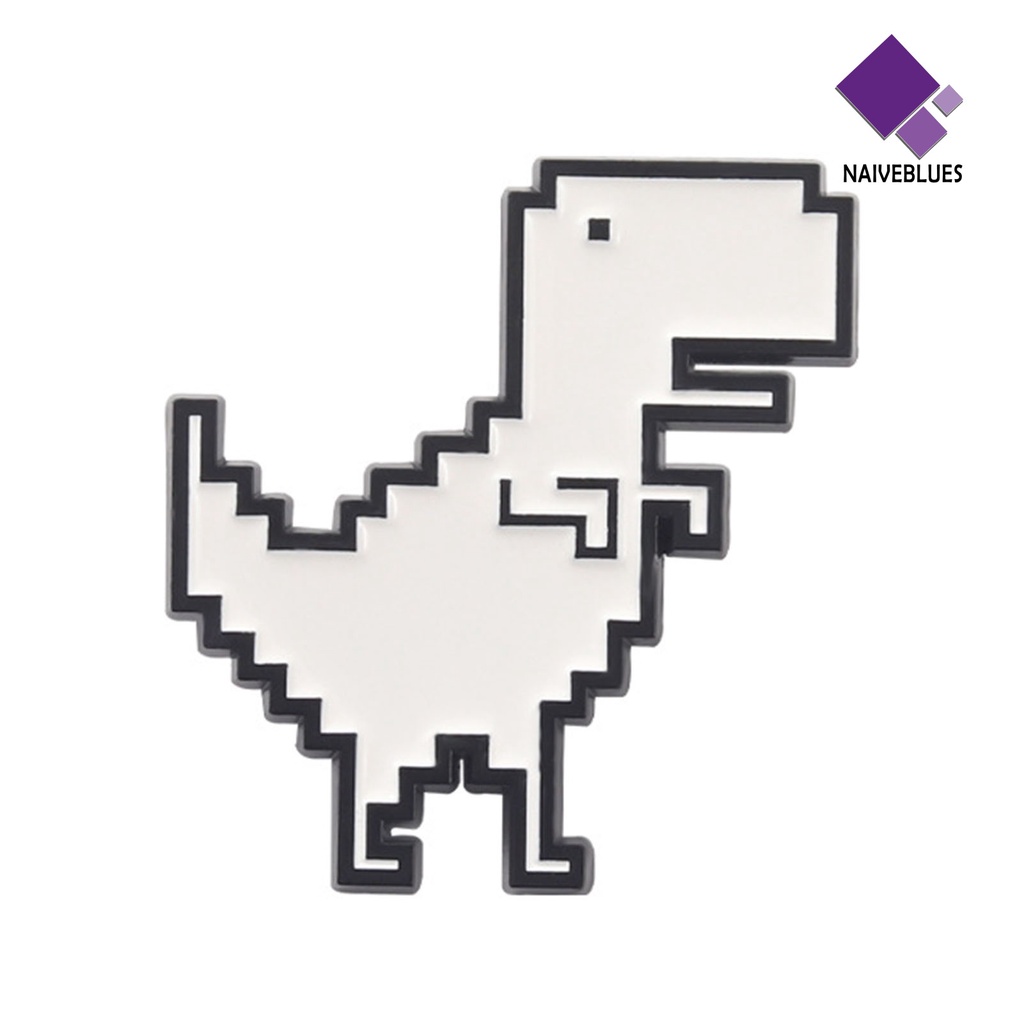 &lt; Naiveblues &gt; Bros Dinosaurus Retro Pixel Geometris Pin Dinosaurus Putih Aksesoris Elegan Lencana Hewan Yang Indah