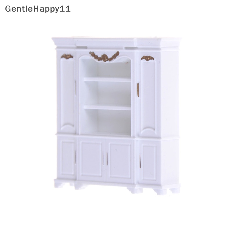Gentlehappy Furniture Miniatur Rumah Boneka Decor Kabinet Rak Buku Motif Emas id