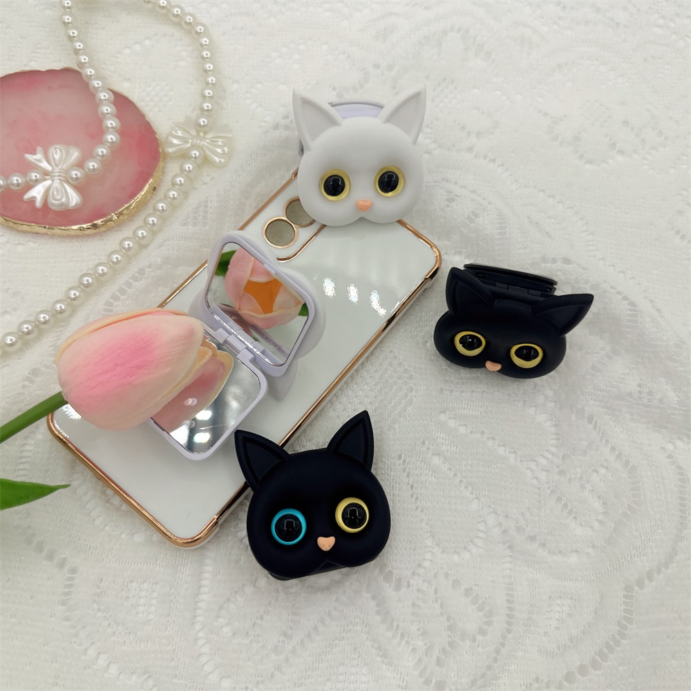 Ins 3D Cute Cat Phone Air Cushion Holder Dengan Cermin Stand Handphone Kartun Portabel