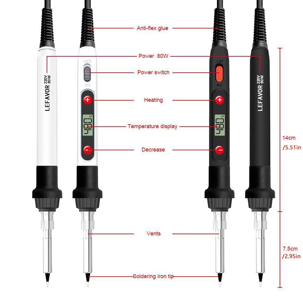 Lanfy Solder Iron Adjustable Temperature 80W Mini Rework Station Soldering Pen Pensil Panas Las Listrik