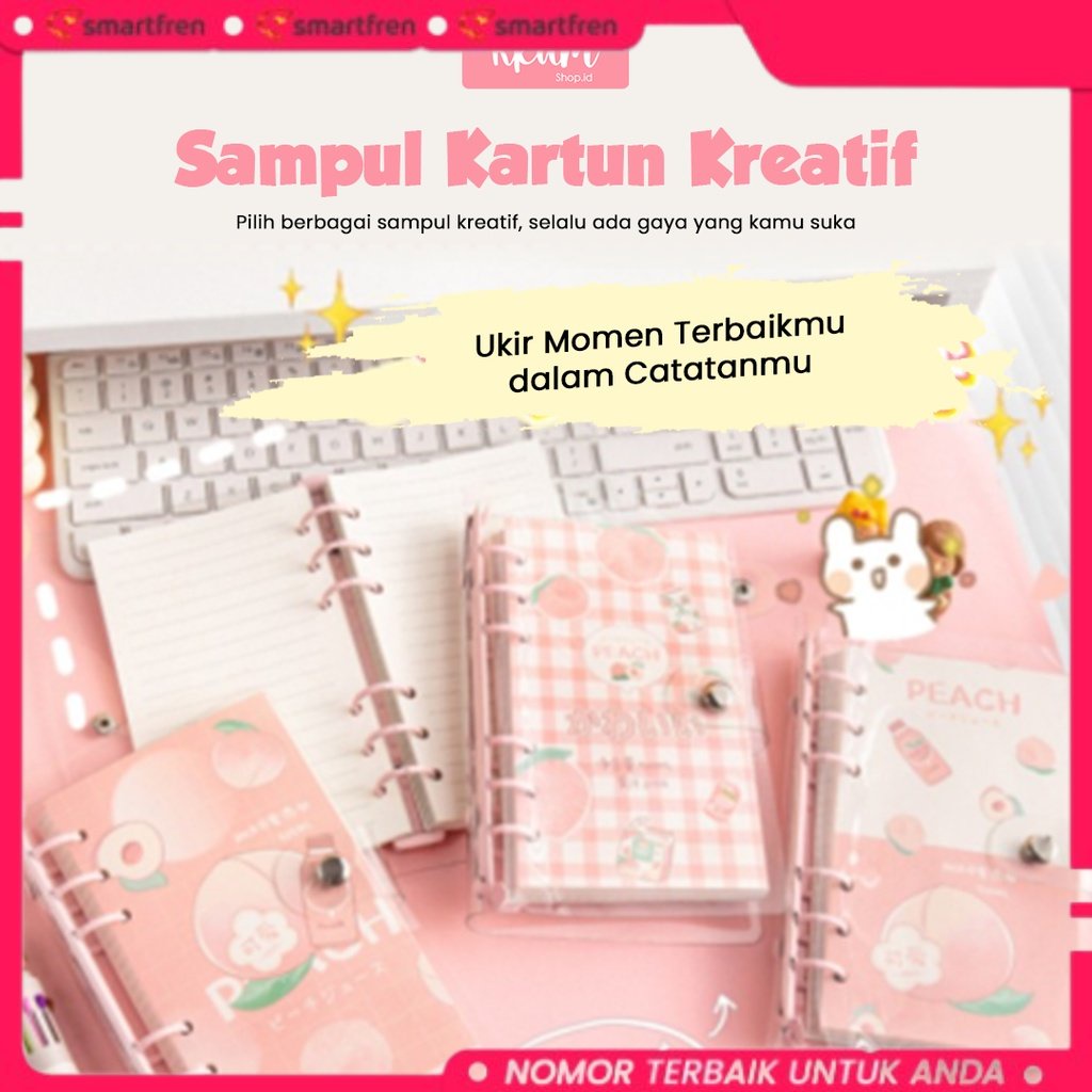 

BISA COD Binder note A6 cute peach / Buku catatan 100 lembar/ Notebook journal lucu