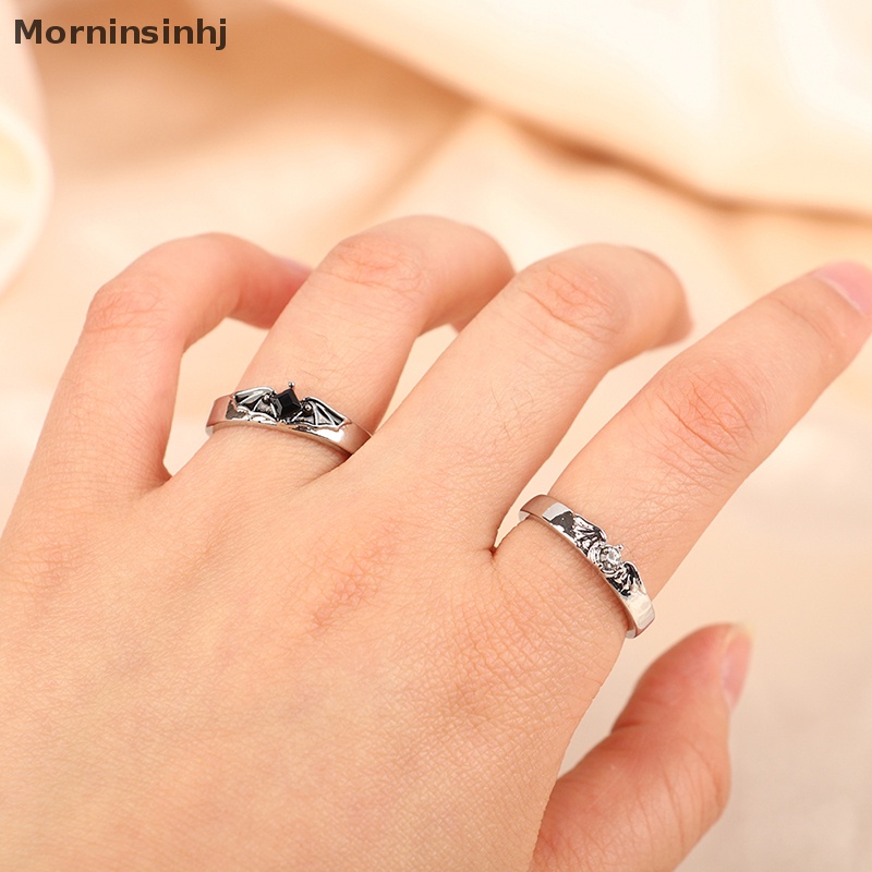 Mornin 1pasang Cincin Pasangan Angel Demon Untuk Wanita Pria Romantis Fashion Desain Sayap Cincin Pertunangan Yang Dapat Disesuaikan Perhiasan Pernikahan id