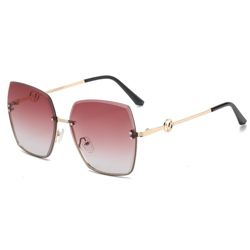 (YUZHU) Kacamata Hitam Tanpa Bingkai Logam Bergaya Baru Untuk Wanita Oversized Square Frame Gradient Shade Sunglasses