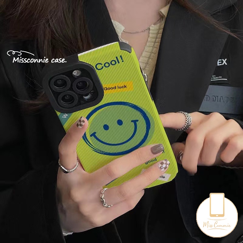 IPHONE Kartun Warna-Warni Smiley Phone Case Kompatibel Untuk Iphone11 14 12 13 Pro MAX XR 78 Plus X XS MAX 7Plus Graffiti Mewah Tekstur Kulit Lembut Shockproof Silicon Cover