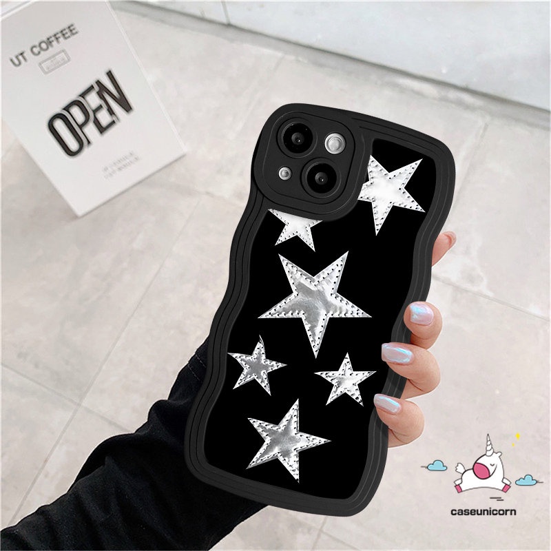 Casing Tepi Bergelombang Bintang Sederhana Silver Untuk Infinix Hot 10 11 9 12 Play Note 12 G96 10 Pro Smart 4 5 6 Plus Hot 8 10s 11s 20 12i 9 10Lite 10 12 20s Pro Kartun Doodle Huruf Lembut Sarung