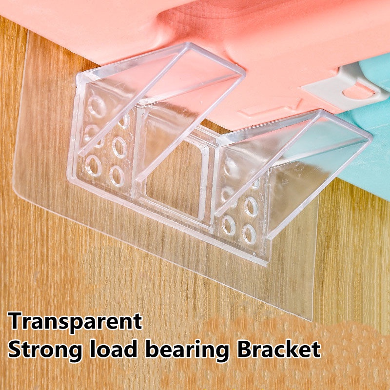 Strong Load Bearing Household Bracket Holder Shelves Bracket Self Adhesive Floating Shelf Divider Holder Transparan Untuk Closet Lemari Kabinet Lemari Ada Pelubang