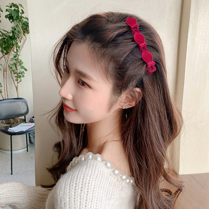 Flocking Hair Clip Side Hiasan Kepala Artefak Rambut Musim Gugur Dan Musim Dingin - SG