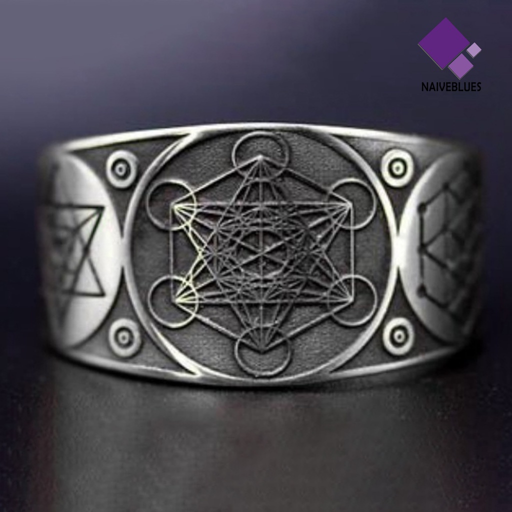 &lt; Naiveblues &gt; Pola Hexagram Vintage Unisex Cincin Alloy Pembukaan Yang Dapat Disesuaikan Punk Ring Jewelry