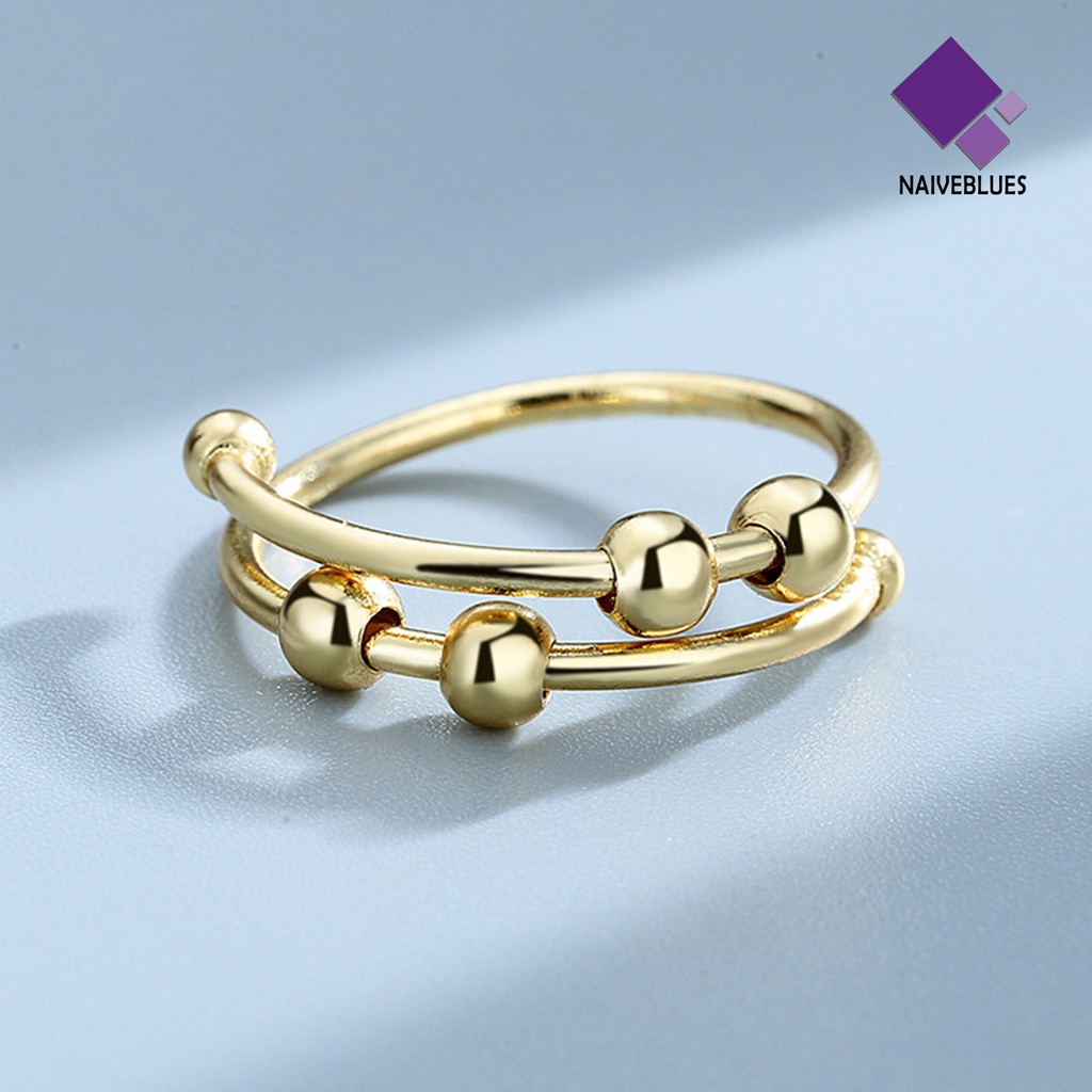 &lt; Naiveblues &gt; Cincin Fashion Paduan Ringan Manik Geometris Dekorasi Cincin Terbuka Kehidupan Sehari-Hari
