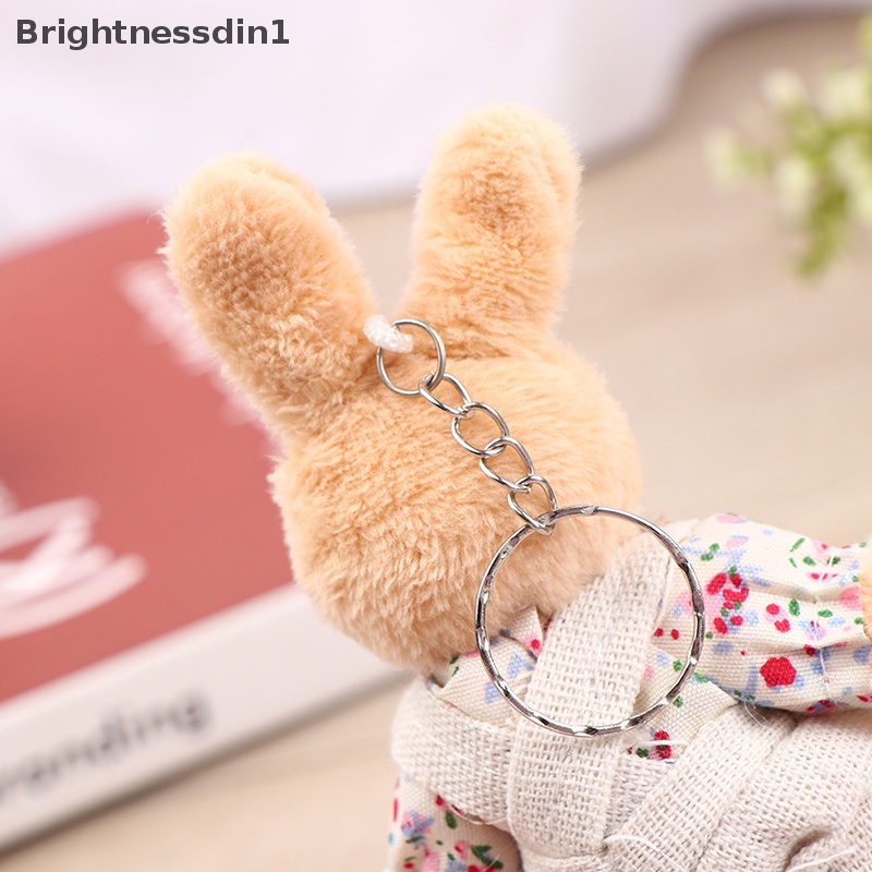 [Brightnessdin1] Gadis Lucu Gaya Negara Linen Teddy Bear Gantungan Kunci Wanita Pasangan Kelinci Keying Bag Mobil Pernak Pernik Mainan Mewah Liontin Mainan Hadiah Butik