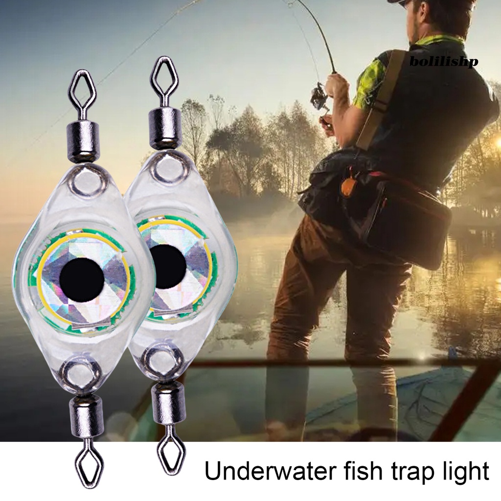 Bo-2pcs Lampu Umpan Pancing Tahan Air Bentuk Fisheye Attract Fish Acrylic LED Lure Attractant Button Lampu Pengumpul Ikan Untuk Memancing Outdoor