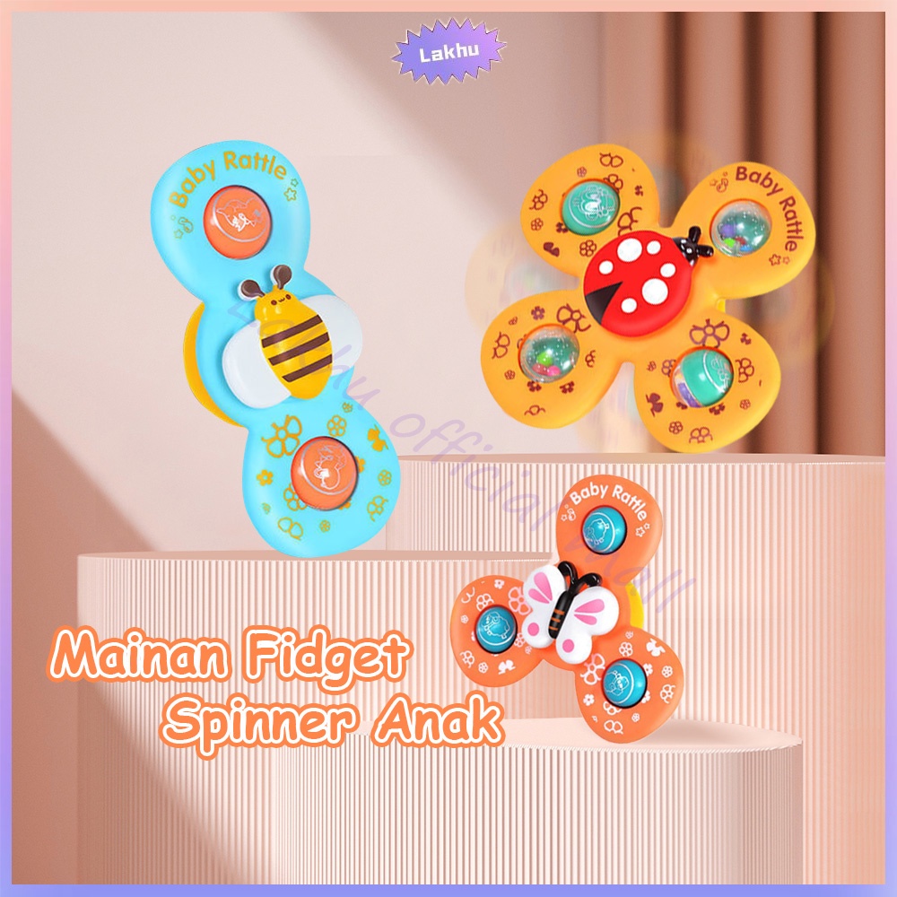 Lakhu 3 In 1 Fidget Spinner Baby Mainan Spinner Bayi IQ Angel Fidget Rattle Teether