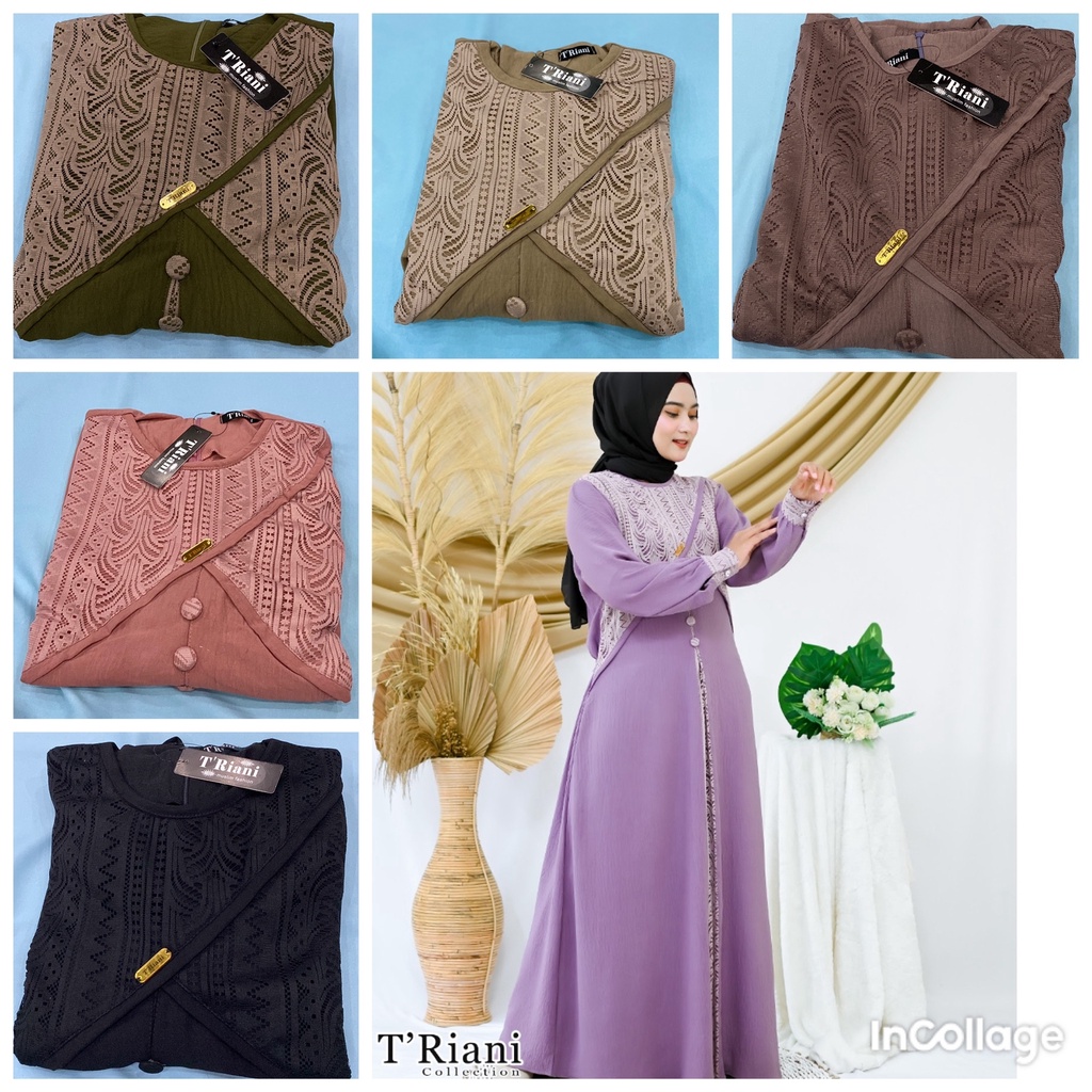 TGC - Anaya Dress Muslim Gamis Kekinian Untuk Remaja dan Dewasa Bahan Crincle Premium LD 110