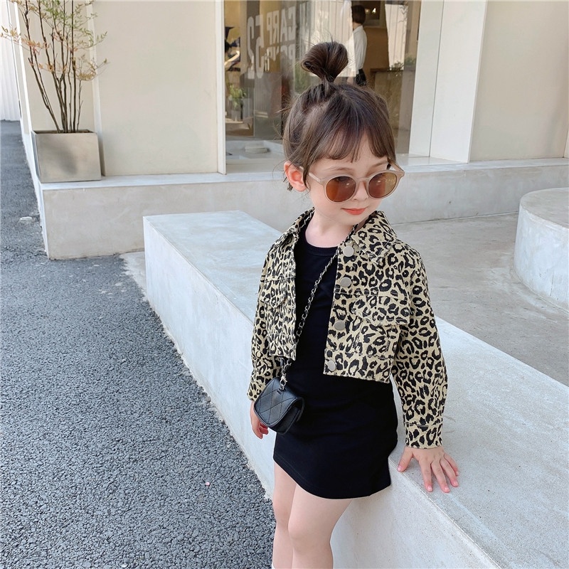 CHUBBI 27 Dress Anak Perempuan Sleek Black + Jacket Leopard