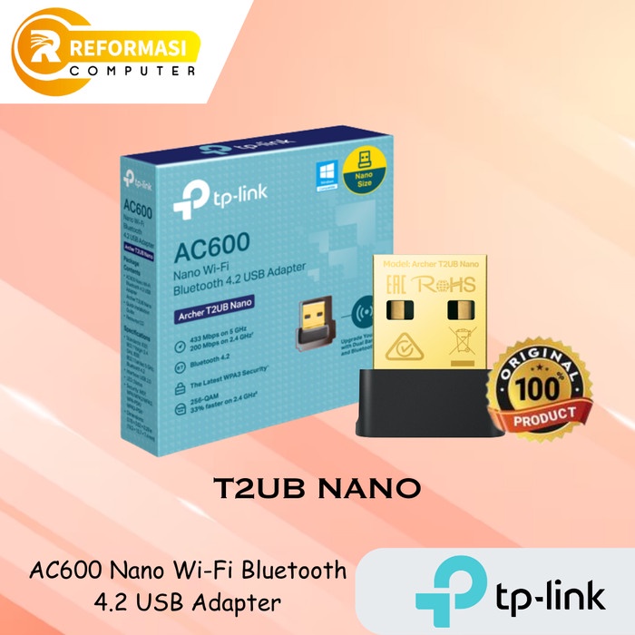 Wireless Adapter Tp-Link Archer T2UB Nano 600Mbps Wi-Fi Bluetooth 4.2 Wireless Adapter