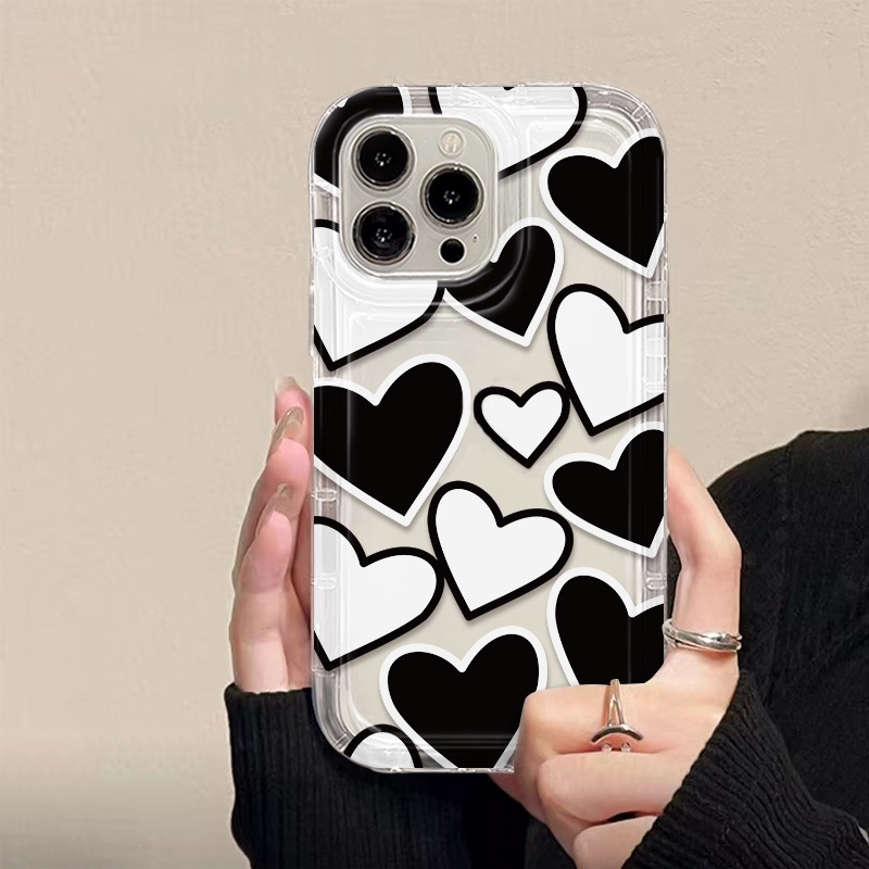 IPHONE Love Case Kompatibel Untuk Iphone14 13 12 11 Pro XS Max X Xr7 +8 Plus Casing Ponsel Lembut Transparan TPU Silikon Shockproof Cover
