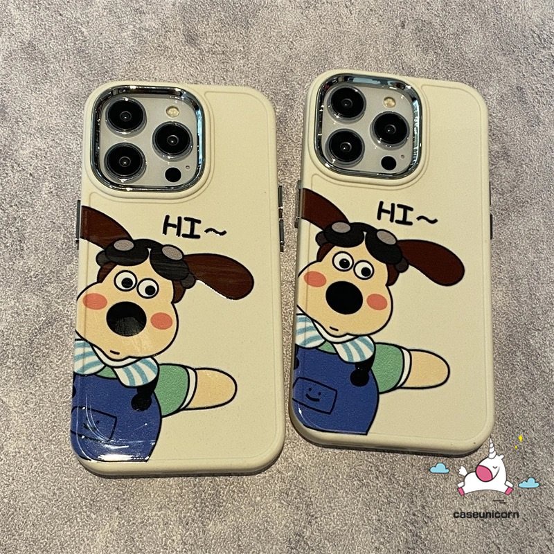 IPHONE Casing Frame Lensa Logam Plating Mewah Kompatibel Untuk Iphone11 12 14 13 Pro MAX XR 7 8 Plus 7plus 8plus X XS MAX Kartun Wallace Dan Gromit Electroplate Lembut 3D Penutup Mainan Anjing Lucu