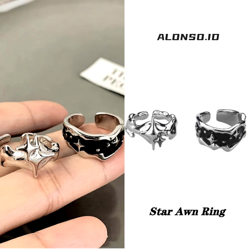 Couple Star Awn Cincin Terbuka Aksesoris Gelap Pasang Cahaya Kepribadian Mewah