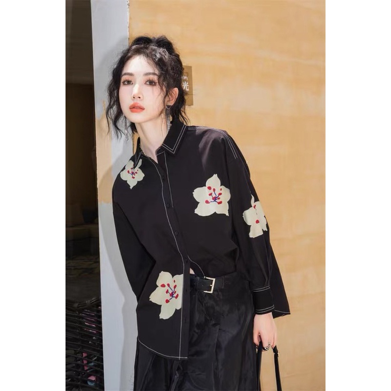 Mola Black Shirt / Baju Atasan Kemeja Import