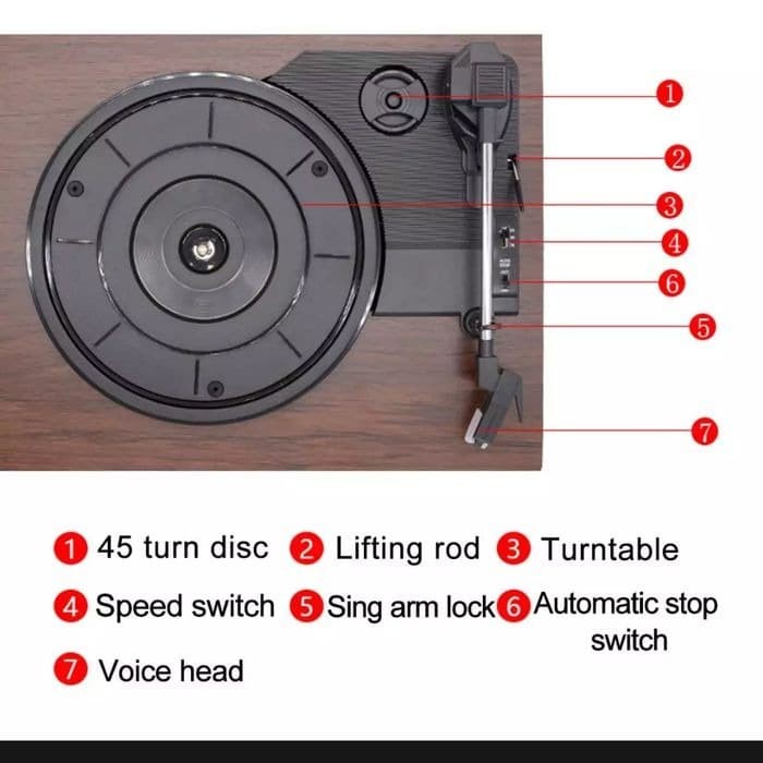 Pemutar piringan hitam vinyl turntable wood retro vintage gramophone