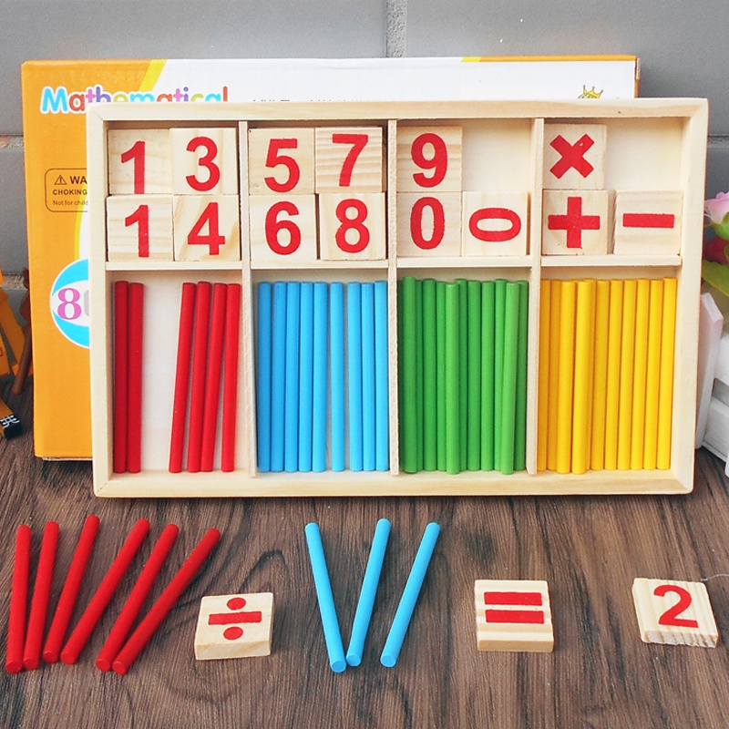 Tongkat Hitung Kayu Anak Belajar Matematika Mainan Angka Hitung Montessori Mathematics Mainan Edukasi Dini