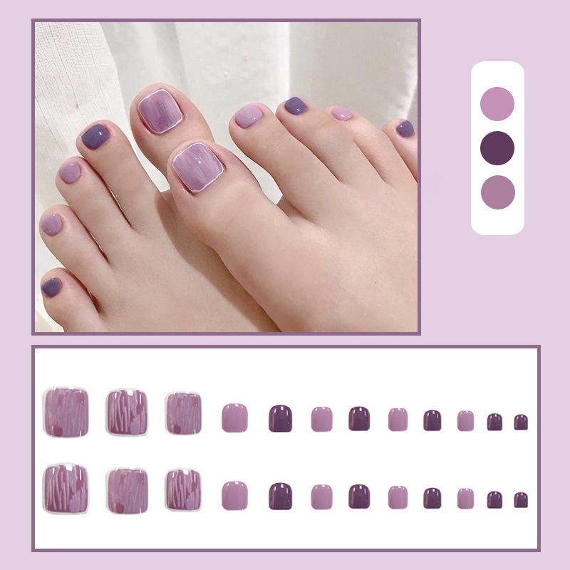 24pcs/set Toe Kuku Palsu Set Dengan Desain Dengan Stiker