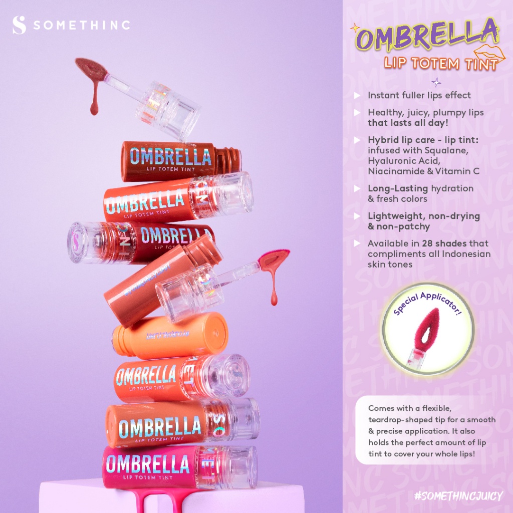 SOMETHINC OMBRELLA Lip Totem Tint Lip Tint Bibir Plumpy Juicy Sehat Melembabkan Bibir dengan Vitamin C dan Niacinamide