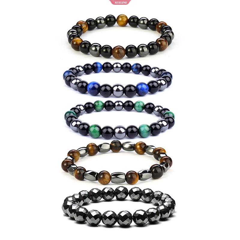 Natural Black Obsidian Hematite Tiger Eye Bead Gelang Pria Ada Perlindungan Kesehatan Magnetik Wanita Jiwa Perhiasan Baru [ZXL]