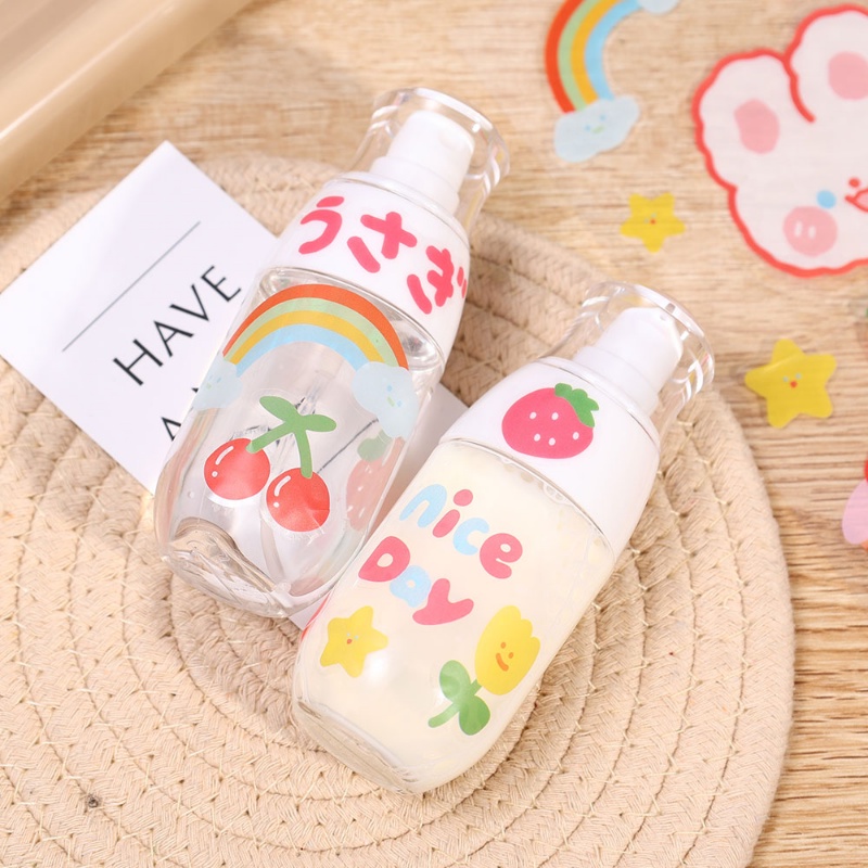 50ml Lucu Portabel Lotion Refill Bottle Transparan Reusable Liquid Sub-Botoltling Botol Semprot Isi Ulang Dengan Stiker Wadah Kosmetik Atomizer Travel Tool