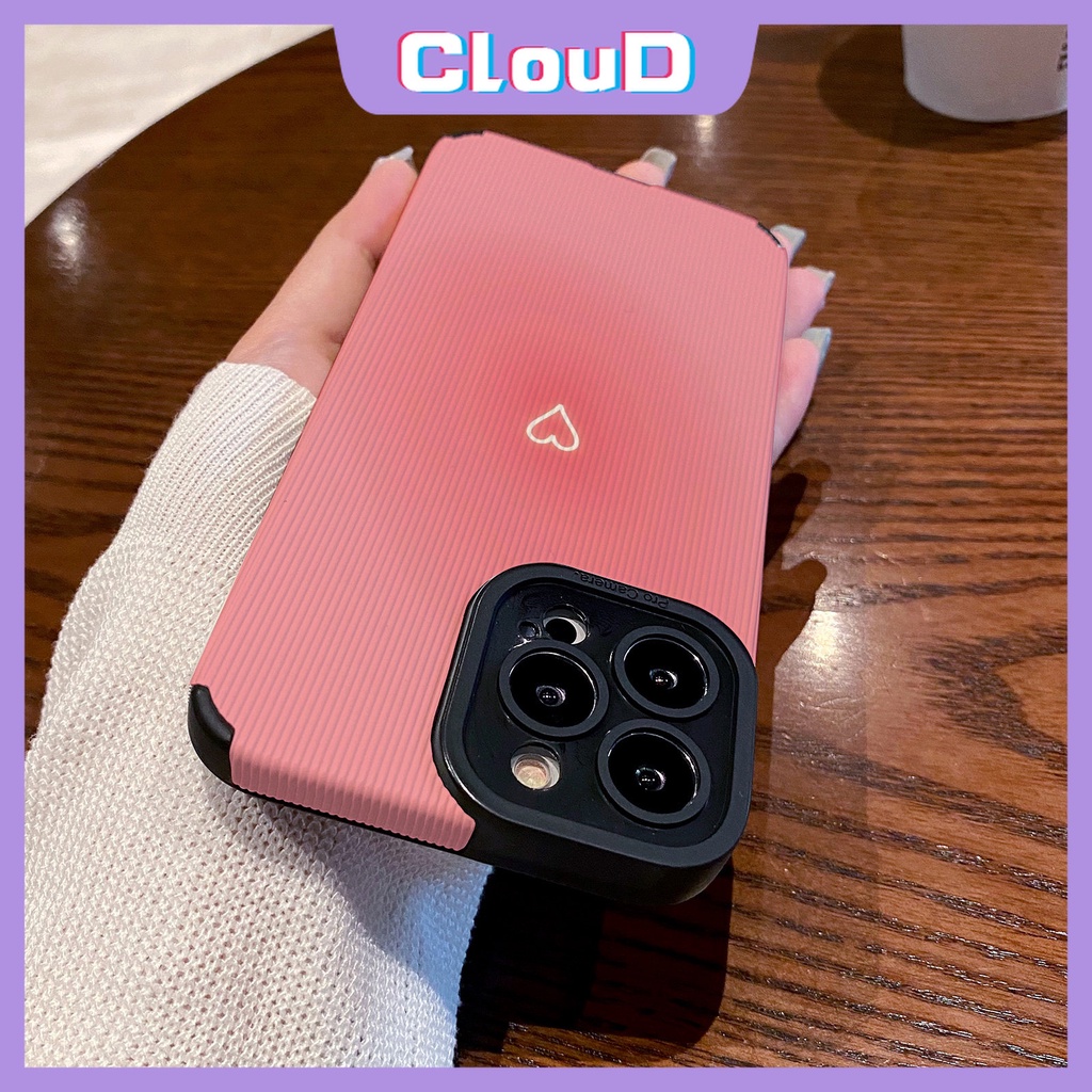 Casing Ponsel Tekstur Kulit Mewah Tahan Guncangan Kompatibel Untuk iPhone 7Plus XR 11 Pro Max X7 8 Plus XS Max 11 13 14 12 Pro Max Pink Love Heart Silikon Lembut Tpu Cover