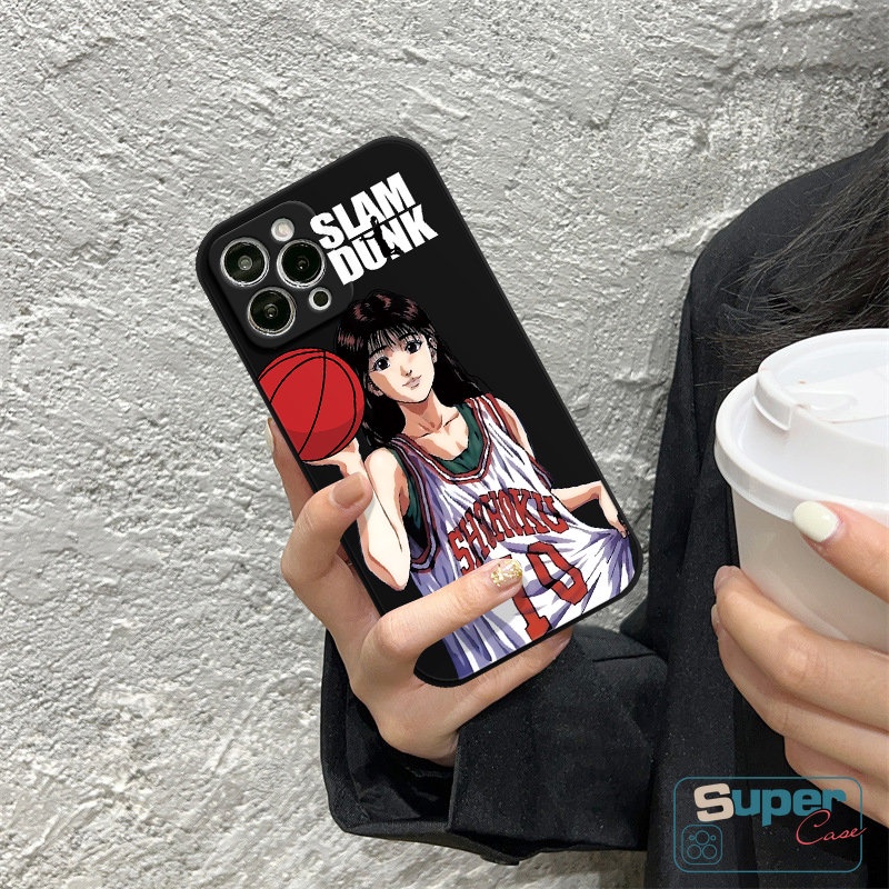 Sakuragi Hanamichi Haruko Akagi Cute Couple Phone Case Kompatibel Untuk iPhone XR 6S 7 8 6 Plus 11 13 14 12 Pro Max X XS Max SE 2020 Anime Tepi Lurus Kartun Slam Dunk Soft Cover