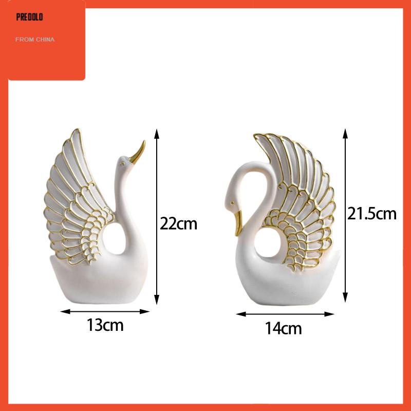 [Predolo] 2x Resin Statue Wedding Home Rak Anniversary Patung Patung Swan