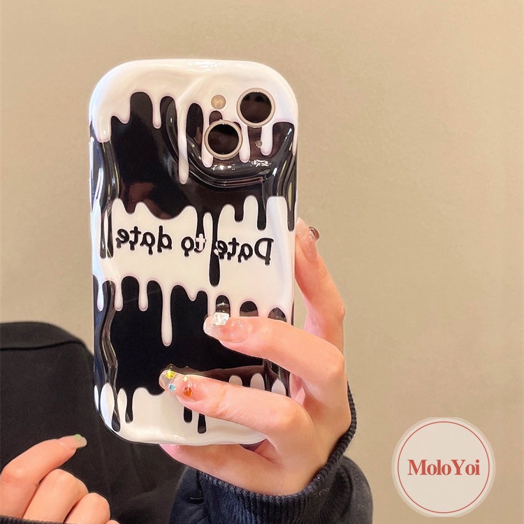 IPHONE Creative Toast Bread 3D Wavy Curved Edge Case Kompatibel Untuk Iphone11 14 13 12 Pro Max 7Plus XR X XS Max 6s 7 6 8 Plus SE 2020 Soft Glossy Green Shockproof Phone Cover