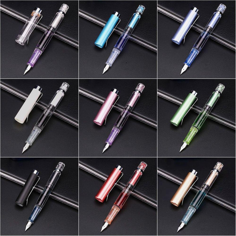 Mxbeauty Fountain Pen Siswa Lukisan EF Nib Transparan Kapasitas Besar Bisnis Tulisan Pulpen