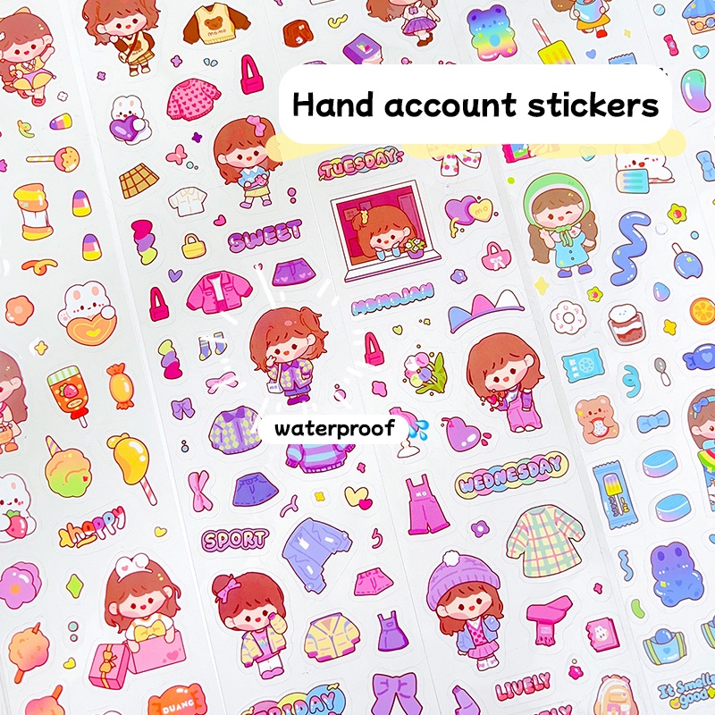 20lembar Transparan Kartun Pet Party Series Strip Stiker Scrapbook Deco DIY Decals