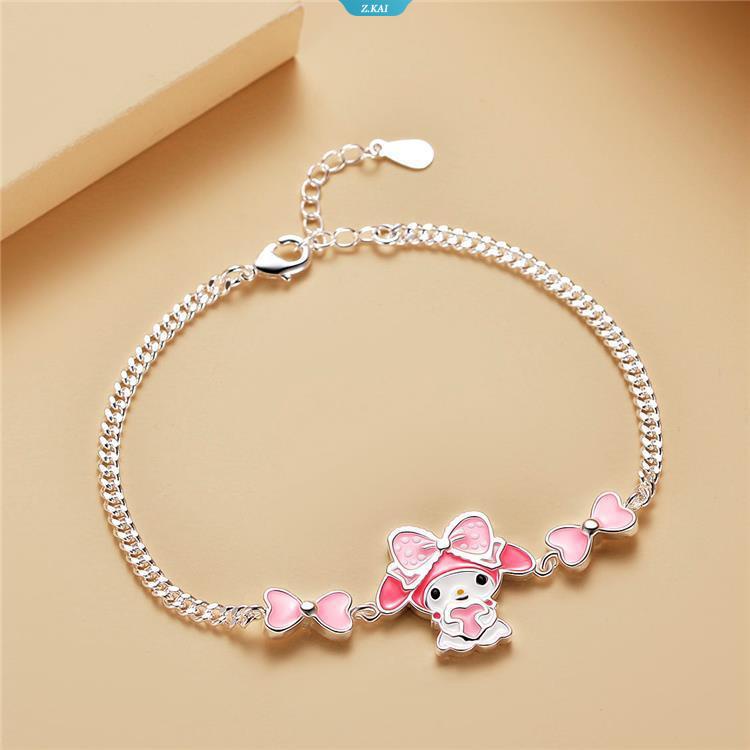 Kawaii Sanrio Lucu Baru Mymelody Cinnamoroll Gelang Pasangan Pacar Gelang Hadiah Hari Valentine Aksesoris Perhiasan Cewek [ZK]