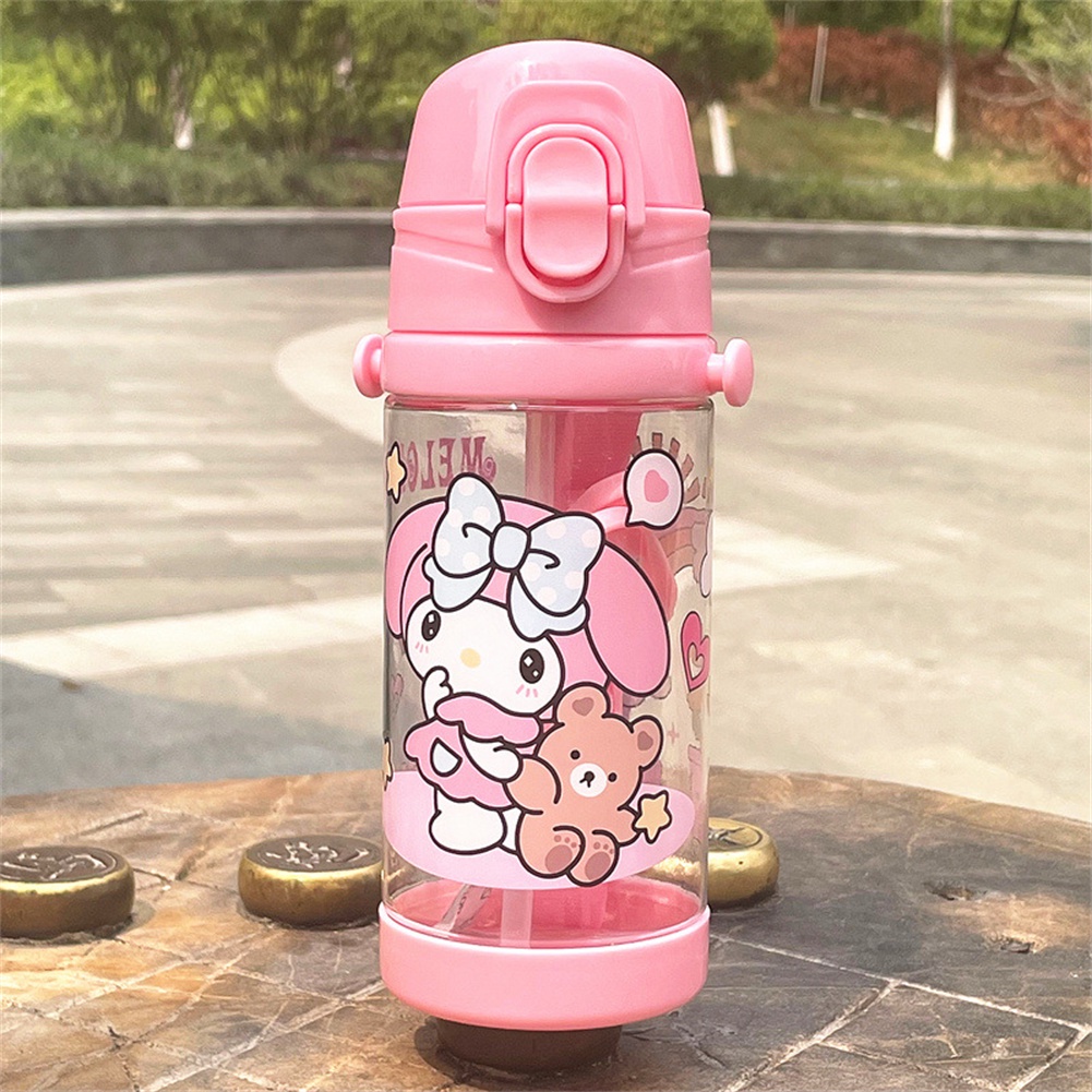 Bottle 450Ml Cangkir Air Sedotan Sanrio Botol Portabel Lucu Kuromi Cinnamoroll Hello Kitty Pot Air Luar Ruangan Cangkir Minum untuk Anak-anak Hadiah Anak Perempuan