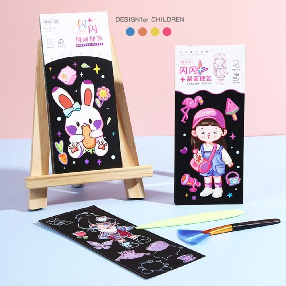 Mxbeauty Scratch Painting Book Portable Kids Arts Drawing Paper Kegiatan Pesta Tk Dewasa Magic Scratch Book