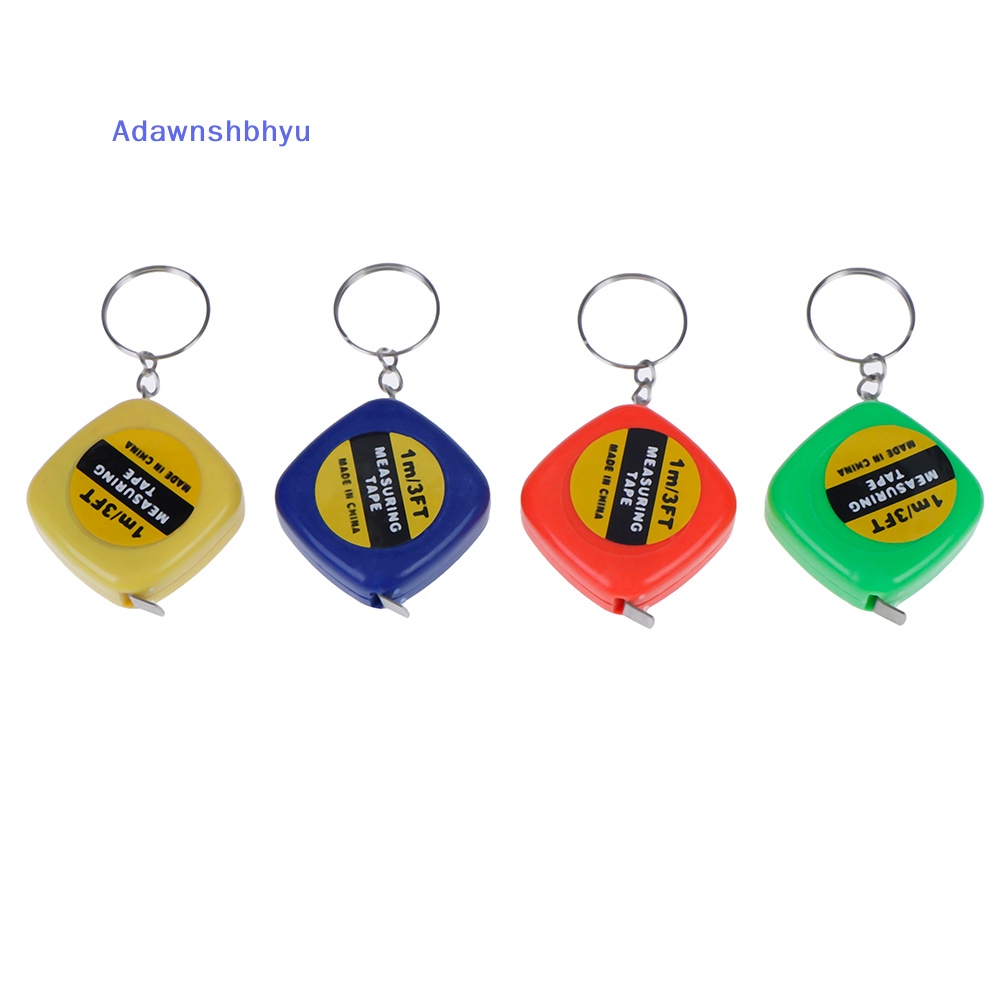 Adhyu 1Pc Gantungan Kunci Mini key ring Mudah Ditarik tape measure Tarik Penggaris 1m ID