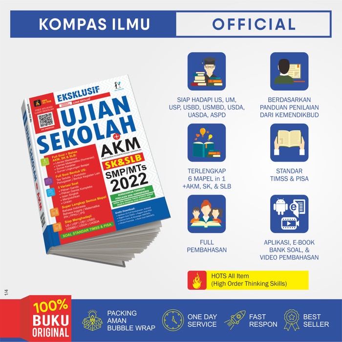 ⭐PROMO BUKU (COD)⭐ Buku EKSKLUSIF UJIAN SEKOLAH + AKM SMP/MTs 2022 (Edu Penguin)
