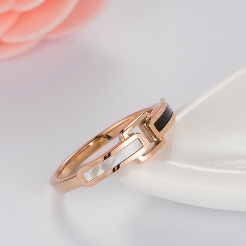 Anti Karat Fashion Rose Gold Sabuk Gesper Gaya Titanium Steel Cincin Unik Berkelas Bertatahkan Shell Ring