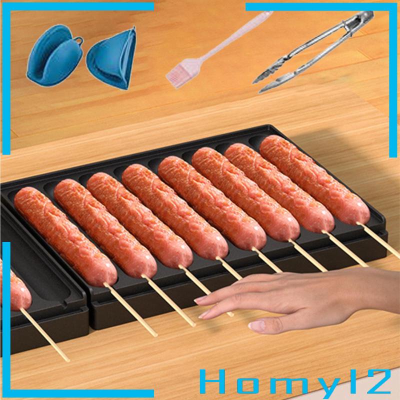 [HOMYL2] Panggangan Sosis Cooker Nonstick Persegi Panjang Grill Pan Untuk Baking Memasak Outdoor