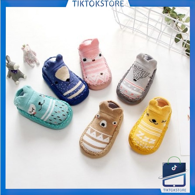 TIKTOK - D5051 Sepatu Anak Bayi Anti Slip / Sepatu Anak Bayi F382 / Kaos Kaki Motif Animal / Kaos Kaki Bayi / Baby Socks Shoes / Sepatu Baby