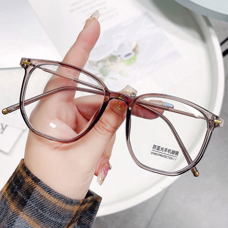 Fashion Klasik Logam Anti-Cahaya Biru Kacamata Wanita Pria Vintage Trendi Bingkai Besar Blue Ray Blocking Eyeglasses Ultra Ligh Eyewear